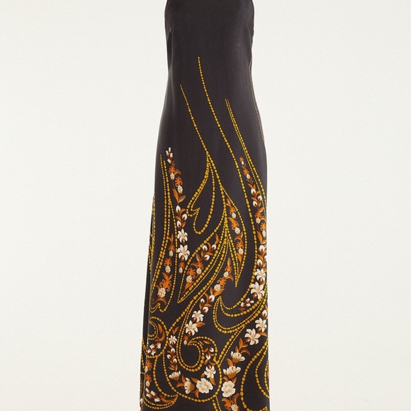 Farm Rio Black Garden Slip Midi Dress - Picture 9 of 11